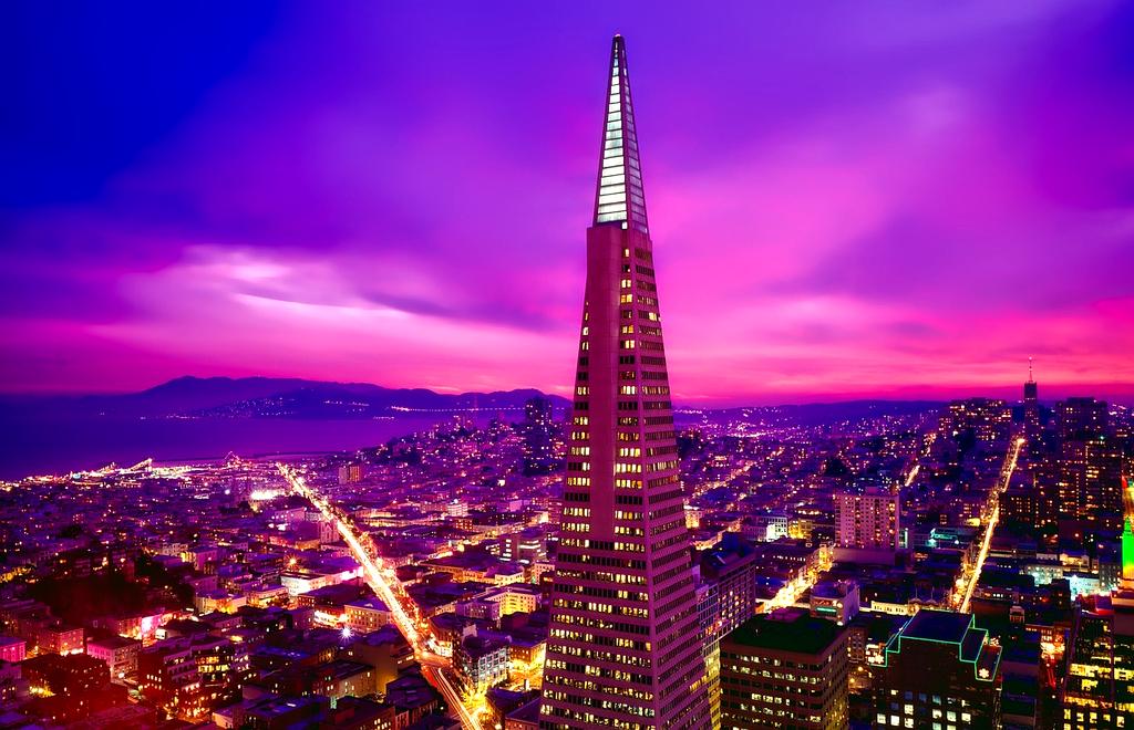 Panoramic urban view with iconic landmarks and vibrant city life